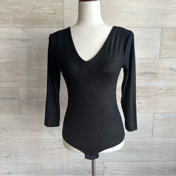 BODYSUIT Sparkly Black Leotard stretch size S - M TEZENIS Italy - Picture 3 of 12